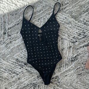 Beach Riot Black One Piece with Silver Accents